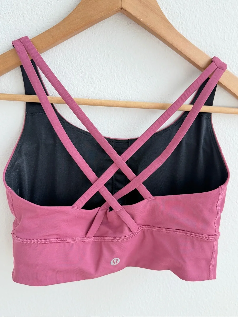 Lululemon Energy Bra Longline Pink Mauve Size 6 Strappy Crossback Sports Bra